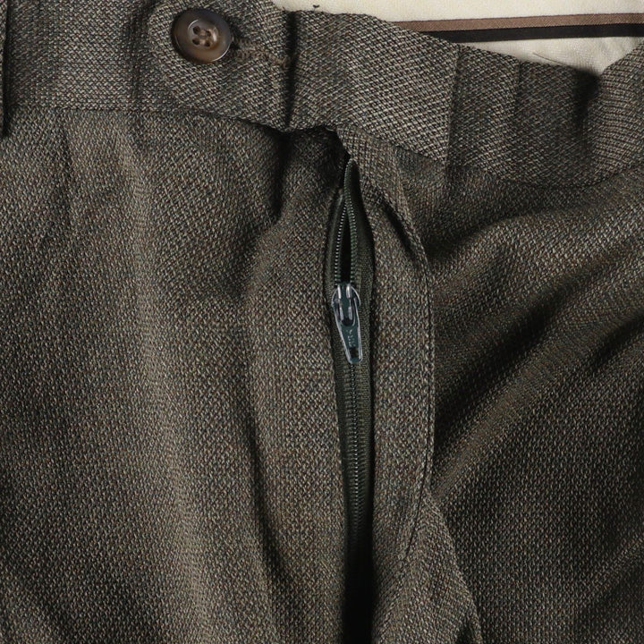 90'S SLATES Two-Pleat Slacks Pants, Men's Size W32 (approx.), Vintage polyester Khaki type Vintage Second Hand