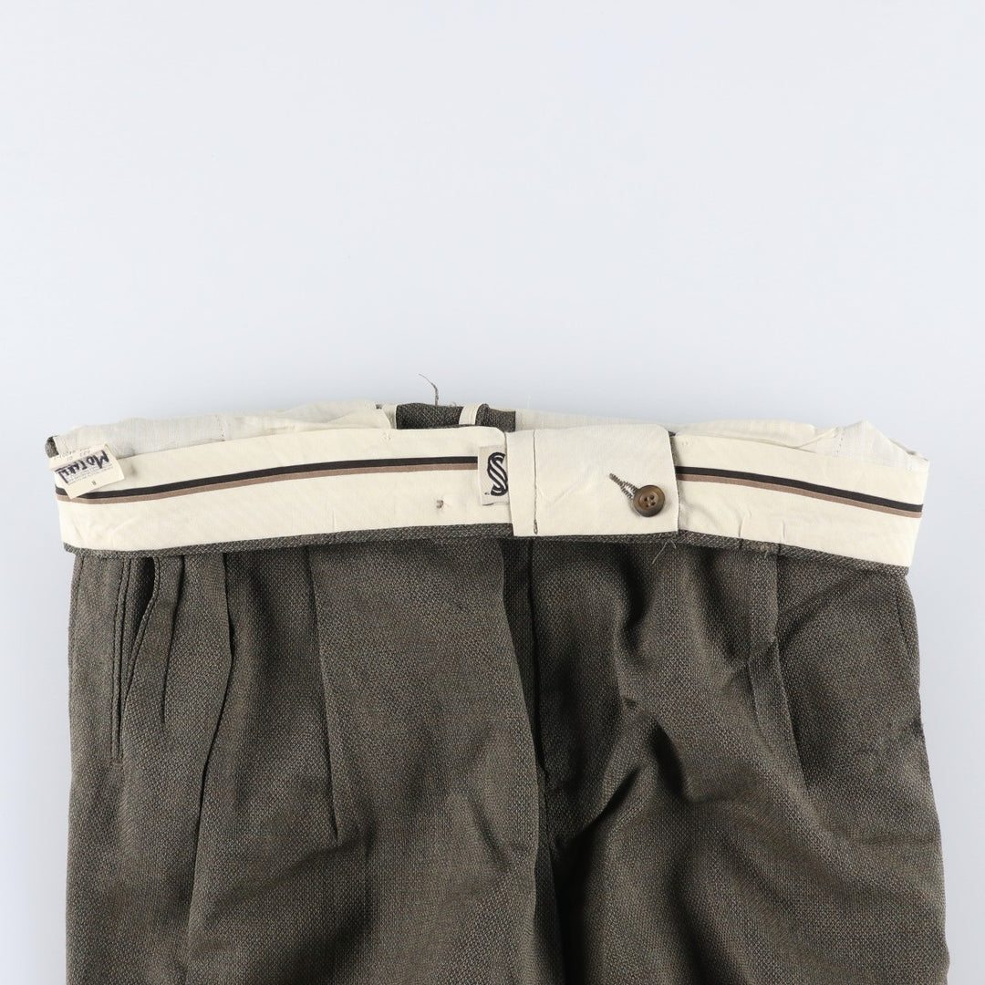 90'S SLATES Two-Pleat Slacks Pants, Men's Size W32 (approx.), Vintage polyester Khaki type Vintage Second Hand