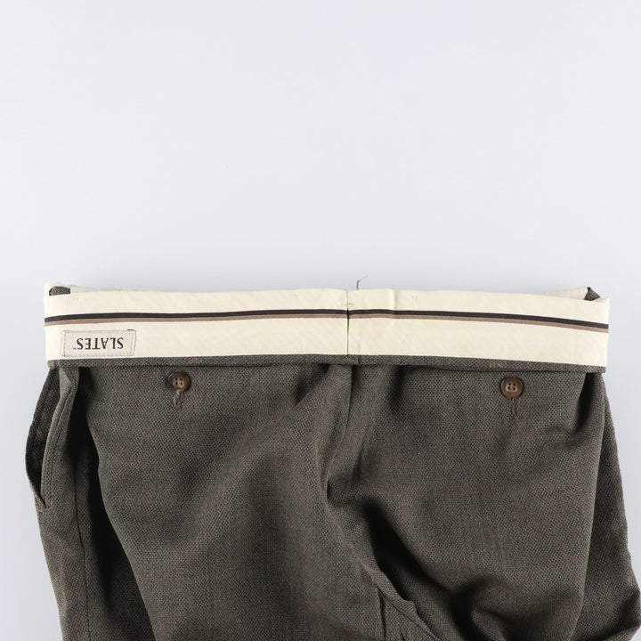 90'S SLATES Two-Pleat Slacks Pants, Men's Size W32 (approx.), Vintage polyester Khaki type Vintage Second Hand