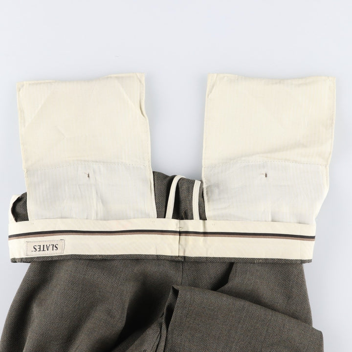 90'S SLATES Two-Pleat Slacks Pants, Men's Size W32 (approx.), Vintage polyester Khaki type Vintage Second Hand