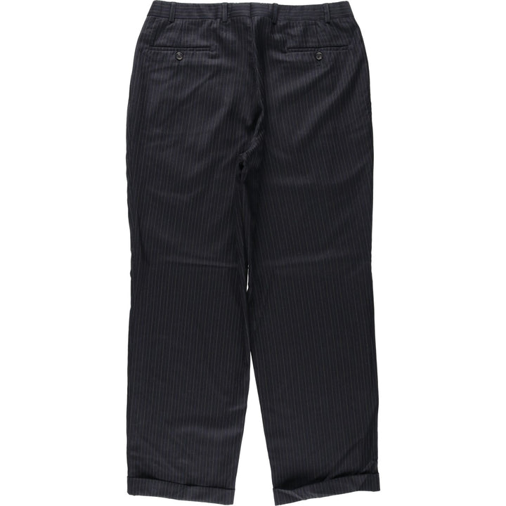 Ralph Lauren TOTAL COMFORT Stripe Pattern Two-Pleat Wool Trousers/Slacks, Made in Canada, Men's W36 (approx.) wool Charcoal Vintage Second Hand