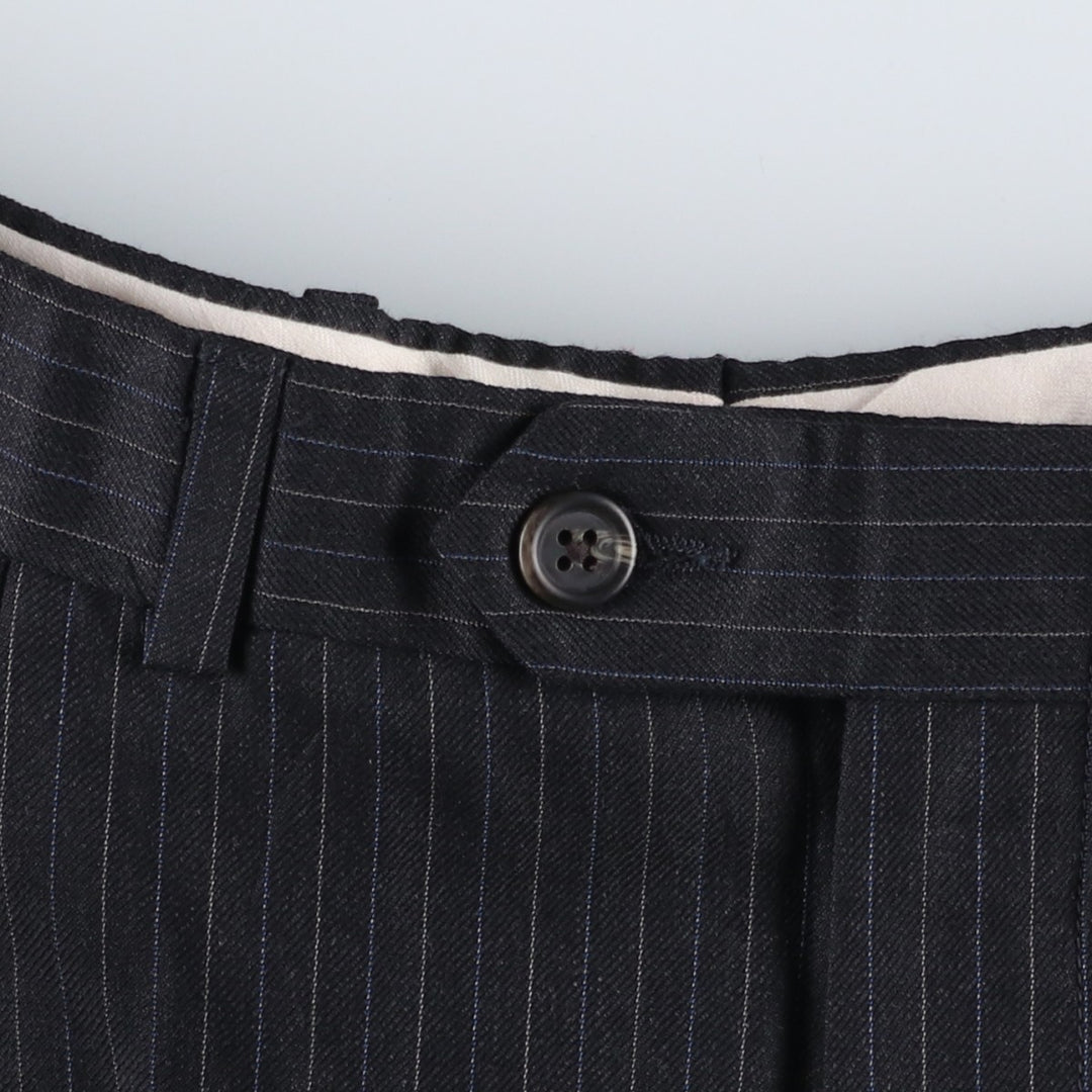 Ralph Lauren TOTAL COMFORT Stripe Pattern Two-Pleat Wool Trousers/Slacks, Made in Canada, Men's W36 (approx.) wool Charcoal Vintage Second Hand
