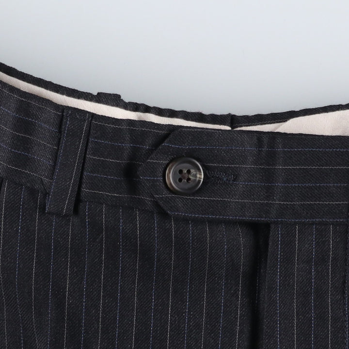 Ralph Lauren TOTAL COMFORT Stripe Pattern Two-Pleat Wool Trousers/Slacks, Made in Canada, Men's W36 (approx.) wool Charcoal Vintage Second Hand