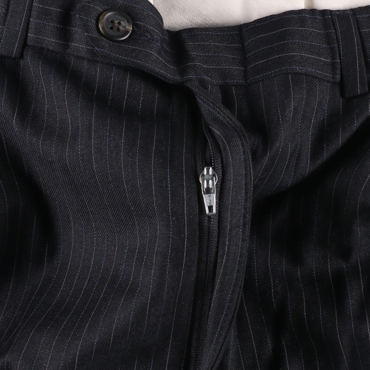 Ralph Lauren TOTAL COMFORT Stripe Pattern Two-Pleat Wool Trousers/Slacks, Made in Canada, Men's W36 (approx.) wool Charcoal Vintage Second Hand