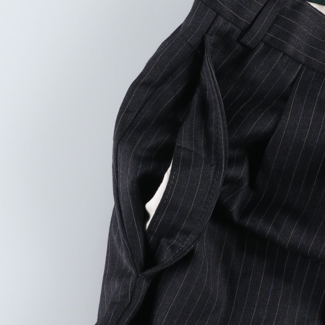 Ralph Lauren TOTAL COMFORT Stripe Pattern Two-Pleat Wool Trousers/Slacks, Made in Canada, Men's W36 (approx.) wool Charcoal Vintage Second Hand