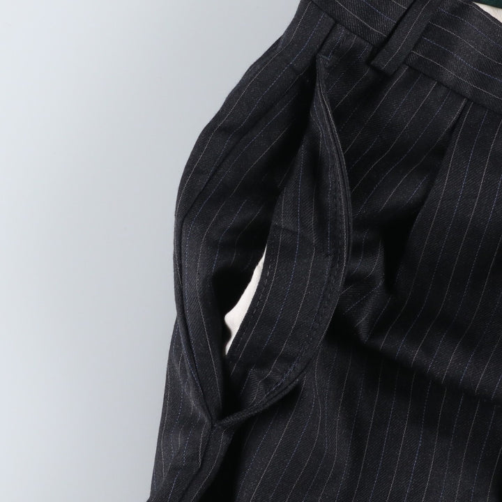 Ralph Lauren TOTAL COMFORT Stripe Pattern Two-Pleat Wool Trousers/Slacks, Made in Canada, Men's W36 (approx.) wool Charcoal Vintage Second Hand