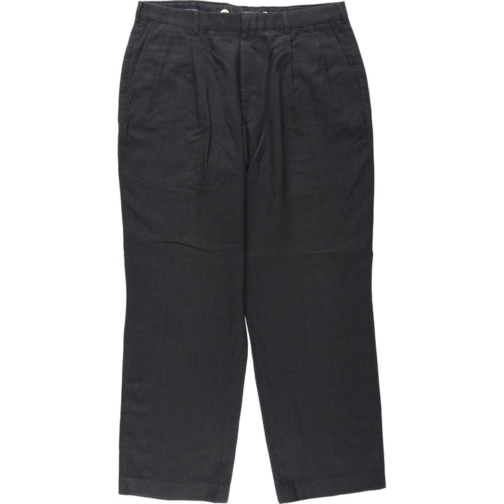 80s-90'S Lands' End Two-Pleat Wool Trousers, Made in USA, Men's Size W34 (approx.), Vintage wool Charcoal Vintage Second Hand