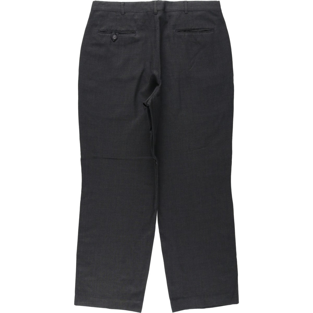 80s-90'S Lands' End Two-Pleat Wool Trousers, Made in USA, Men's Size W34 (approx.), Vintage wool Charcoal Vintage Second Hand