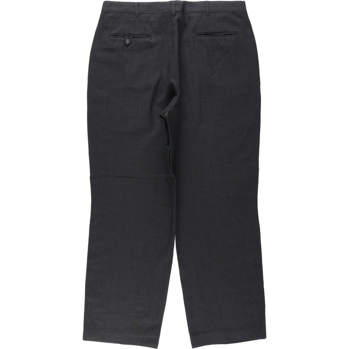 80s-90'S Lands' End Two-Pleat Wool Trousers, Made in USA, Men's Size W34 (approx.), Vintage wool Charcoal Vintage Second Hand