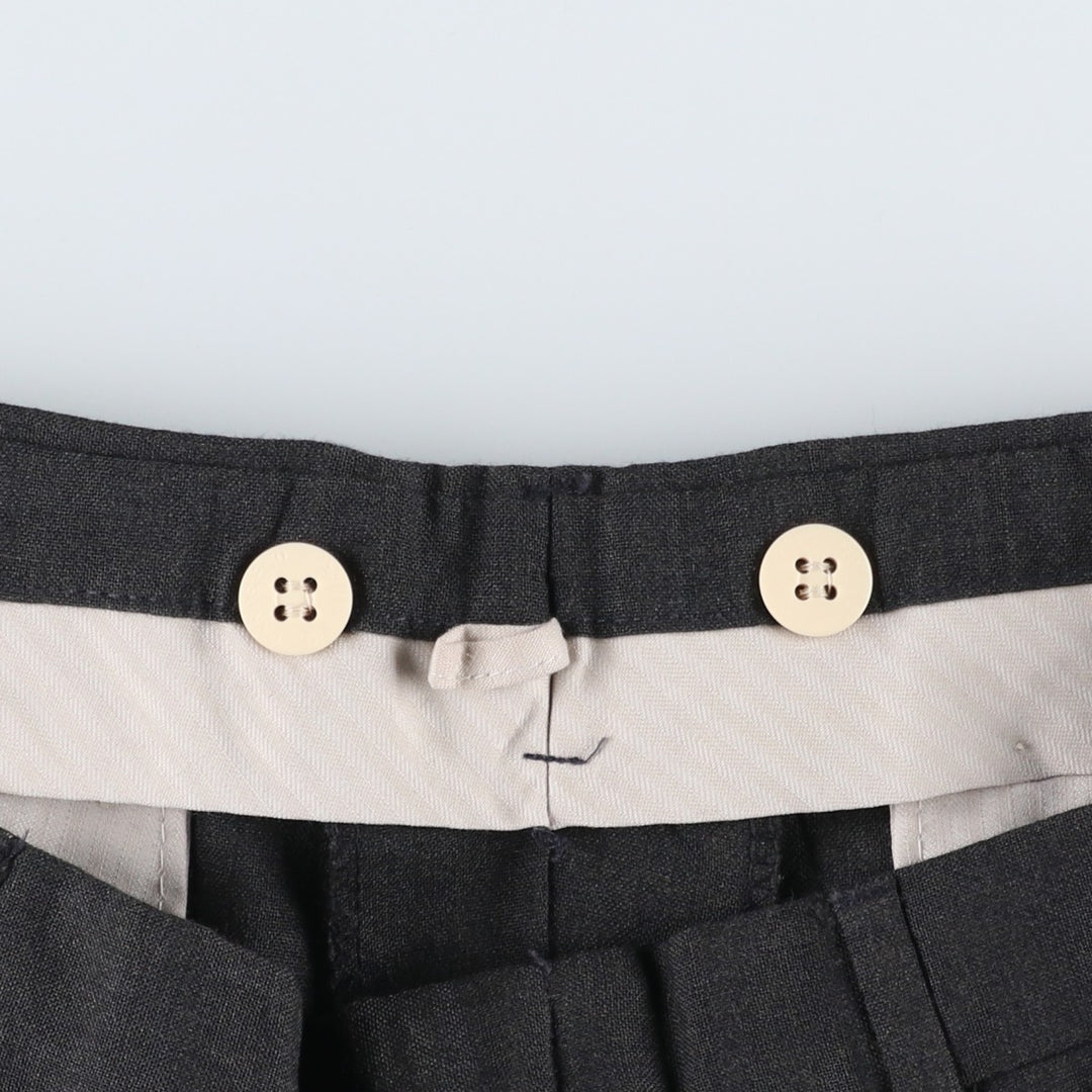 80s-90'S Lands' End Two-Pleat Wool Trousers, Made in USA, Men's Size W34 (approx.), Vintage wool Charcoal Vintage Second Hand