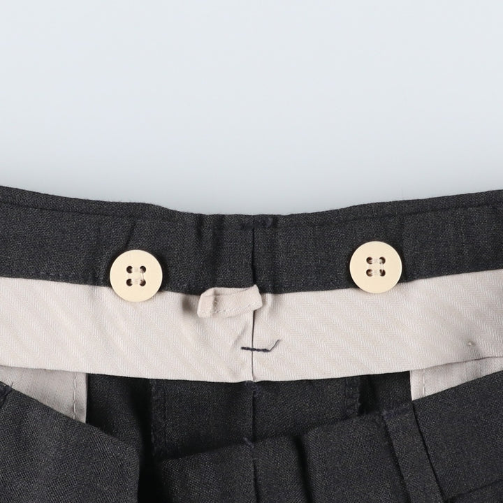 80s-90'S Lands' End Two-Pleat Wool Trousers, Made in USA, Men's Size W34 (approx.), Vintage wool Charcoal Vintage Second Hand