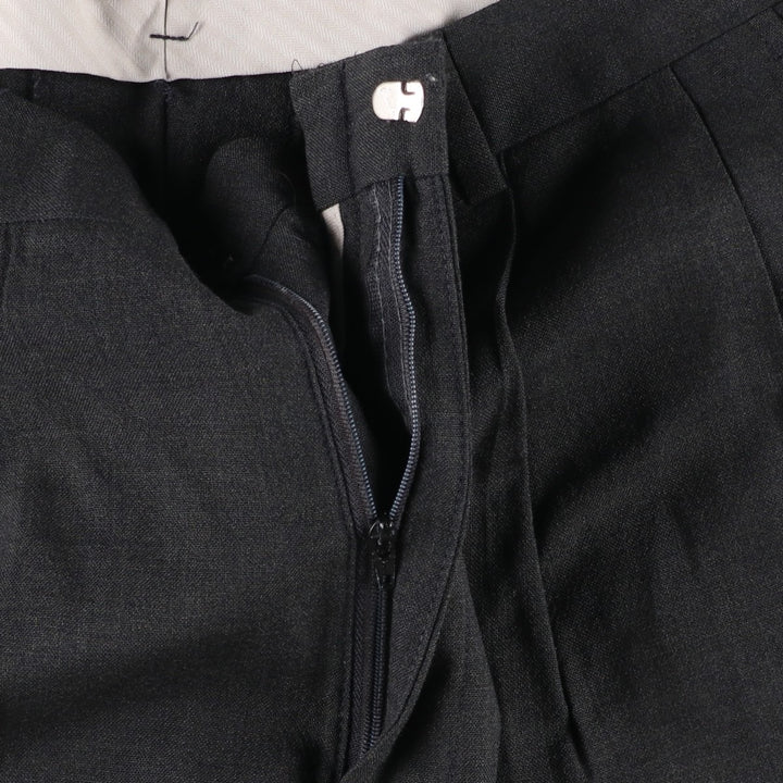80s-90'S Lands' End Two-Pleat Wool Trousers, Made in USA, Men's Size W34 (approx.), Vintage wool Charcoal Vintage Second Hand