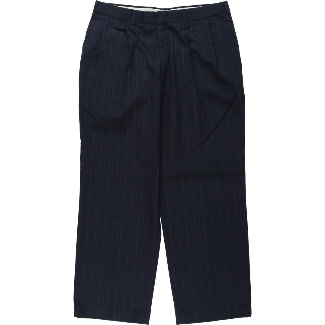 80s-90'S Towncraft Custom Fit Suits Stripe Pattern Two-Pleat Slacks Pants Men's W34 (approx.) Vintage unclear navy blue type Vintage Second Hand