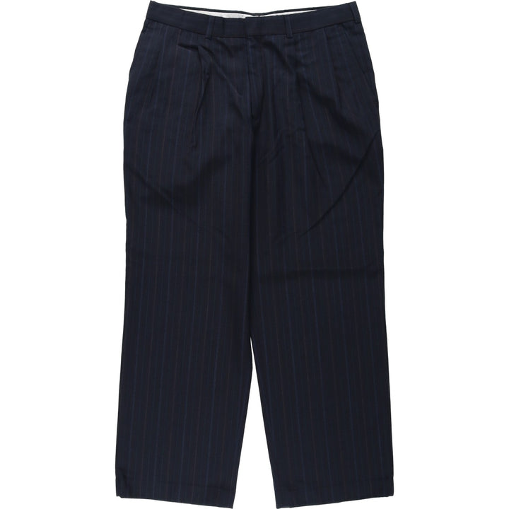 80s-90'S Towncraft Custom Fit Suits Stripe Pattern Two-Pleat Slacks Pants Men's W34 (approx.) Vintage unclear navy blue type Vintage Second Hand