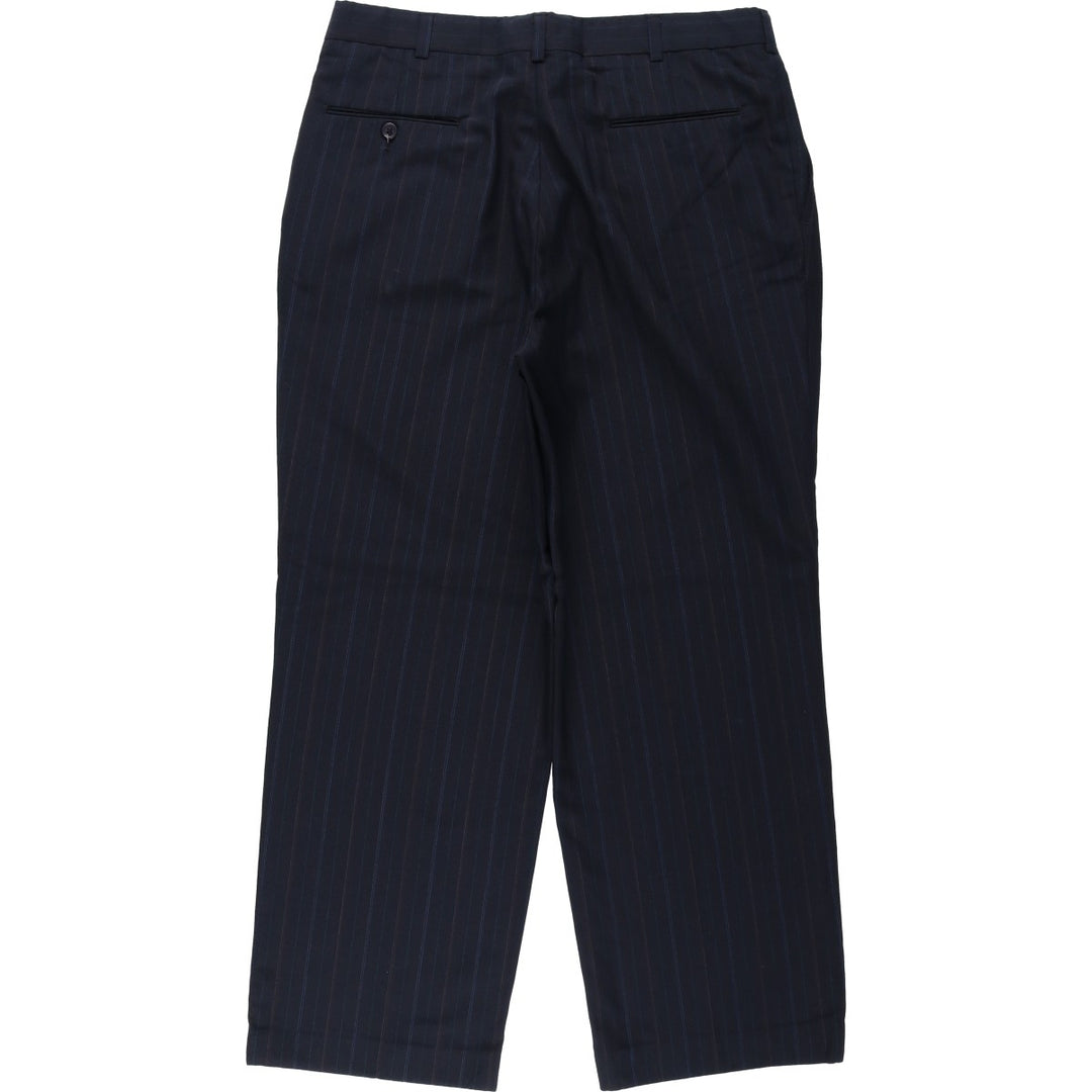 80s-90'S Towncraft Custom Fit Suits Stripe Pattern Two-Pleat Slacks Pants Men's W34 (approx.) Vintage unclear navy blue type Vintage Second Hand