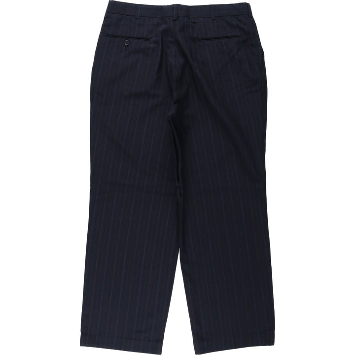 80s-90'S Towncraft Custom Fit Suits Stripe Pattern Two-Pleat Slacks Pants Men's W34 (approx.) Vintage unclear navy blue type Vintage Second Hand
