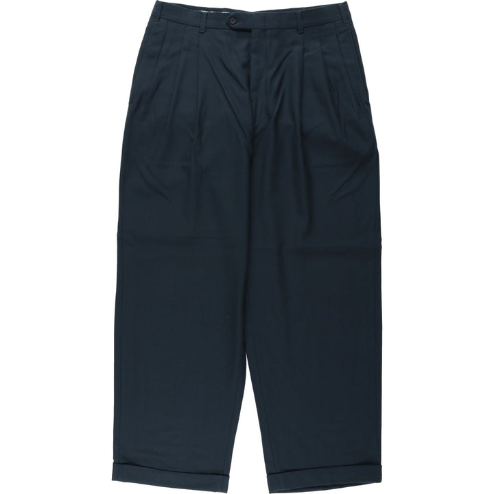 Men's three-pleat slacks, equivalent to size W34, vintage. unclear navy blue type Vintage Second Hand