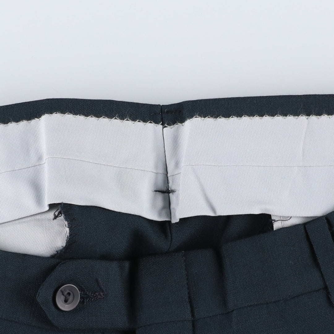 Men's three-pleat slacks, equivalent to size W34, vintage. unclear navy blue type Vintage Second Hand