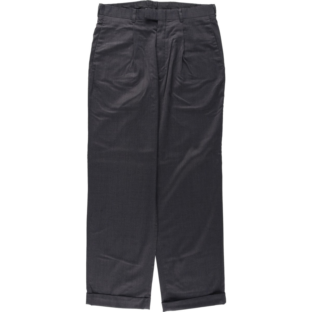 90s-00'S Donna Karan New York (DKNY) one-pleat slacks pants, men's size W33 (approx.) polyester Charcoal Vintage Second Hand