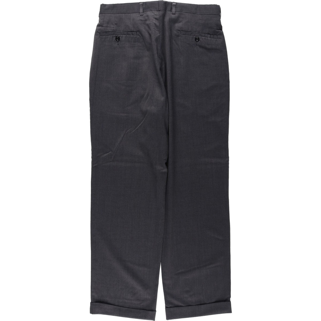 90s-00'S Donna Karan New York (DKNY) one-pleat slacks pants, men's size W33 (approx.) polyester Charcoal Vintage Second Hand