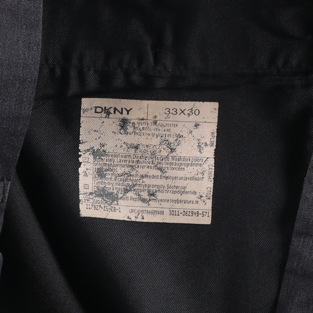 90s-00'S Donna Karan New York (DKNY) one-pleat slacks pants, men's size W33 (approx.) polyester Charcoal Vintage Second Hand