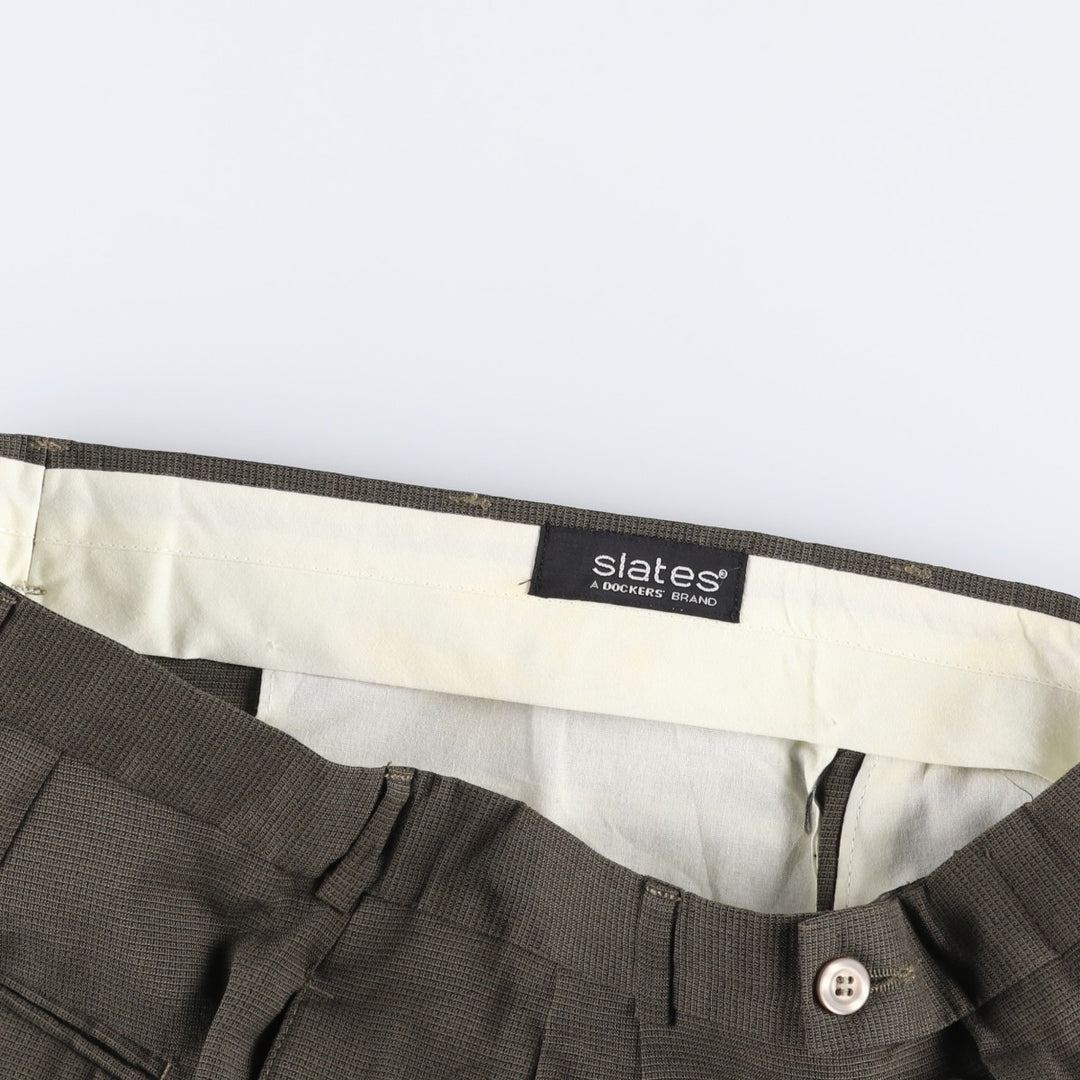 Dockers Slates two-pleat slacks pants, men's size W34 (approx.) unclear Khaki type brown Vintage Second Hand