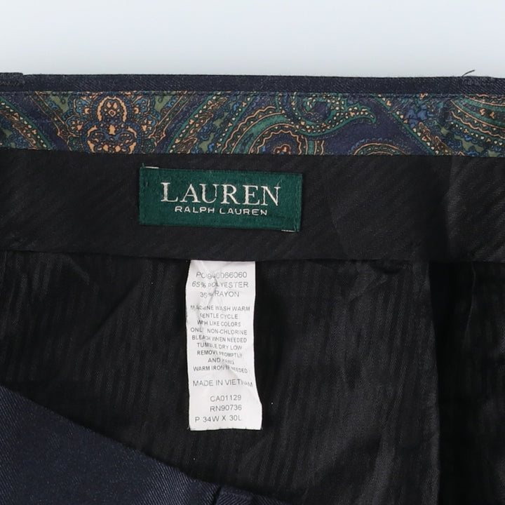 Ralph Lauren LAUREN Lauren slacks pants for men, equivalent to W35 polyester navy blue type Vintage Second Hand