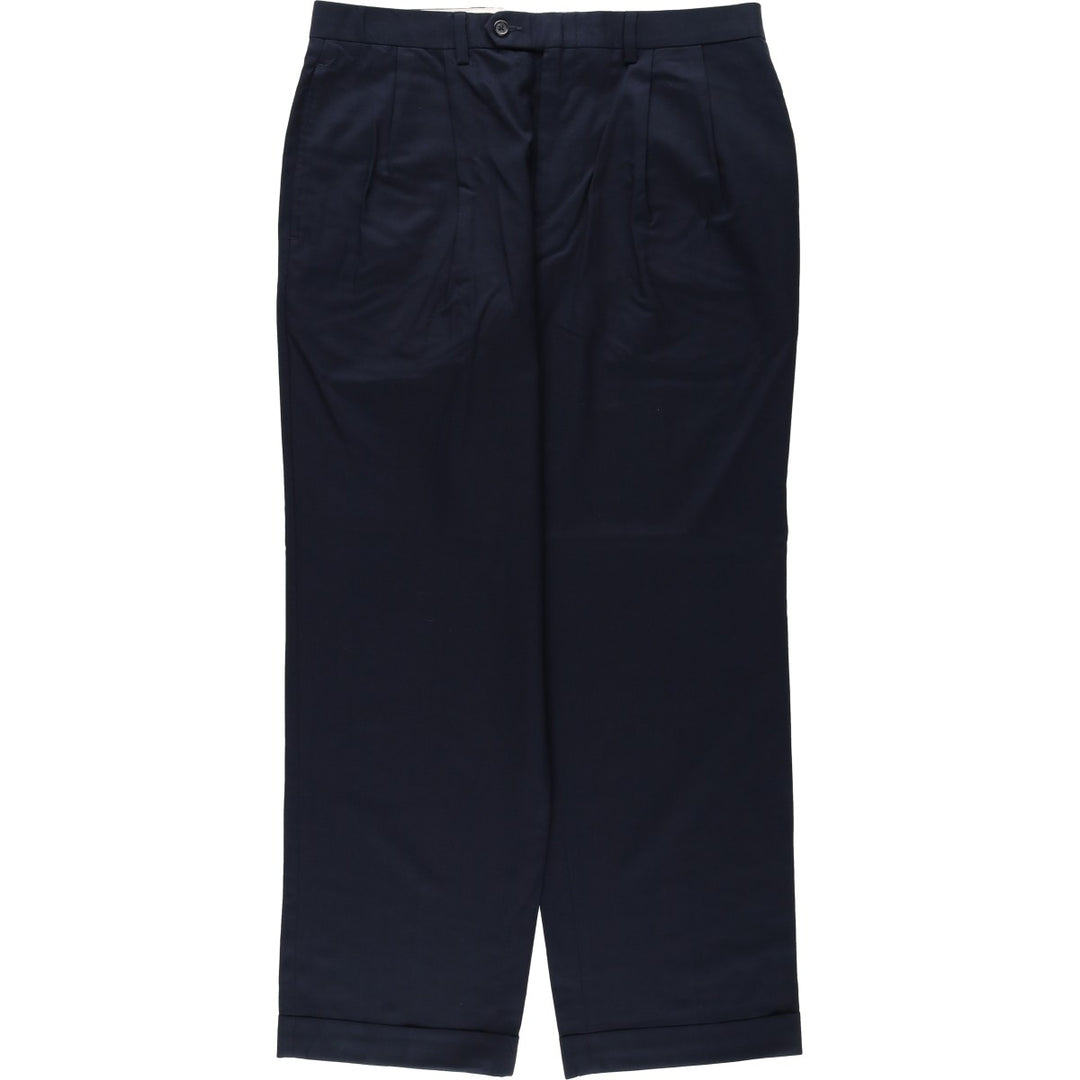 Ralph Lauren LAUREN TOTAL COMFORT Two-pleat wool pants slacks for men, equivalent to W34 wool navy blue type Vintage Second Hand