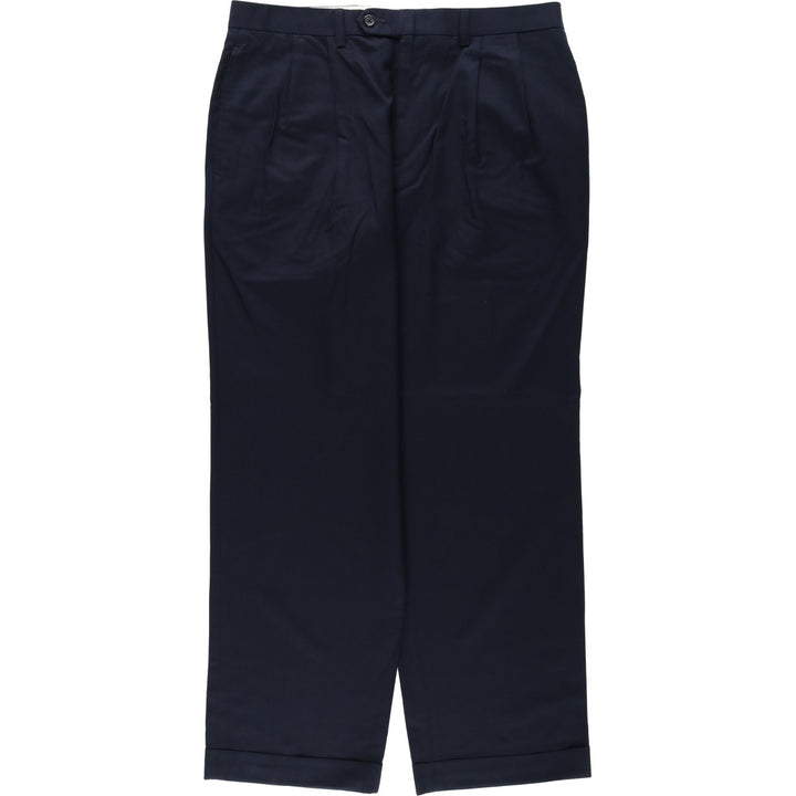 Ralph Lauren LAUREN TOTAL COMFORT Two-pleat wool pants slacks for men, equivalent to W34 wool navy blue type Vintage Second Hand