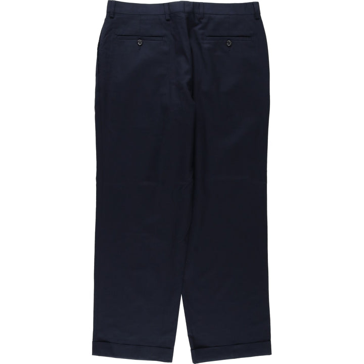 Ralph Lauren LAUREN TOTAL COMFORT Two-pleat wool pants slacks for men, equivalent to W34 wool navy blue type Vintage Second Hand