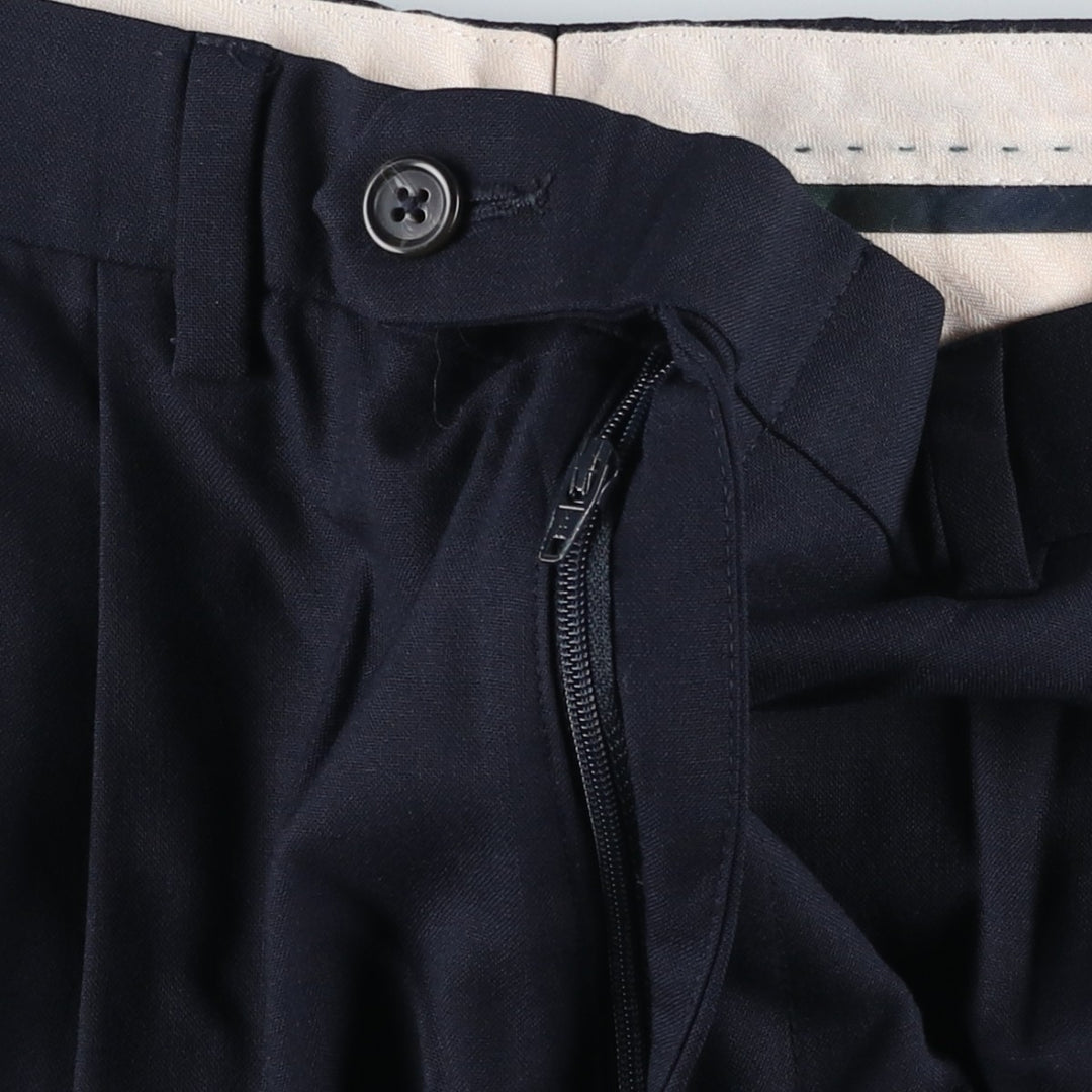 Ralph Lauren LAUREN TOTAL COMFORT Two-pleat wool pants slacks for men, equivalent to W34 wool navy blue type Vintage Second Hand