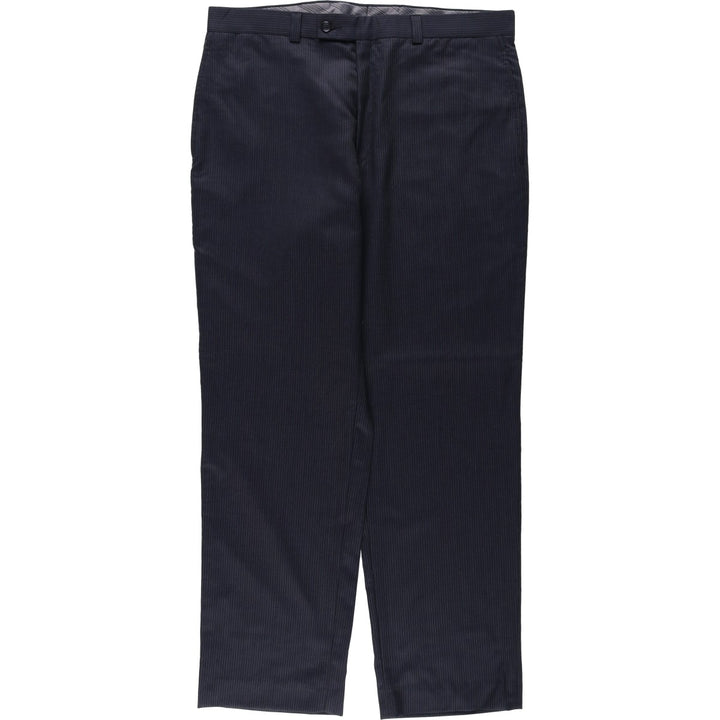 2000'S Calvin Klein striped pattern slacks, made in Canada, men's size W34 (approx.) wool navy blue type Vintage Second Hand