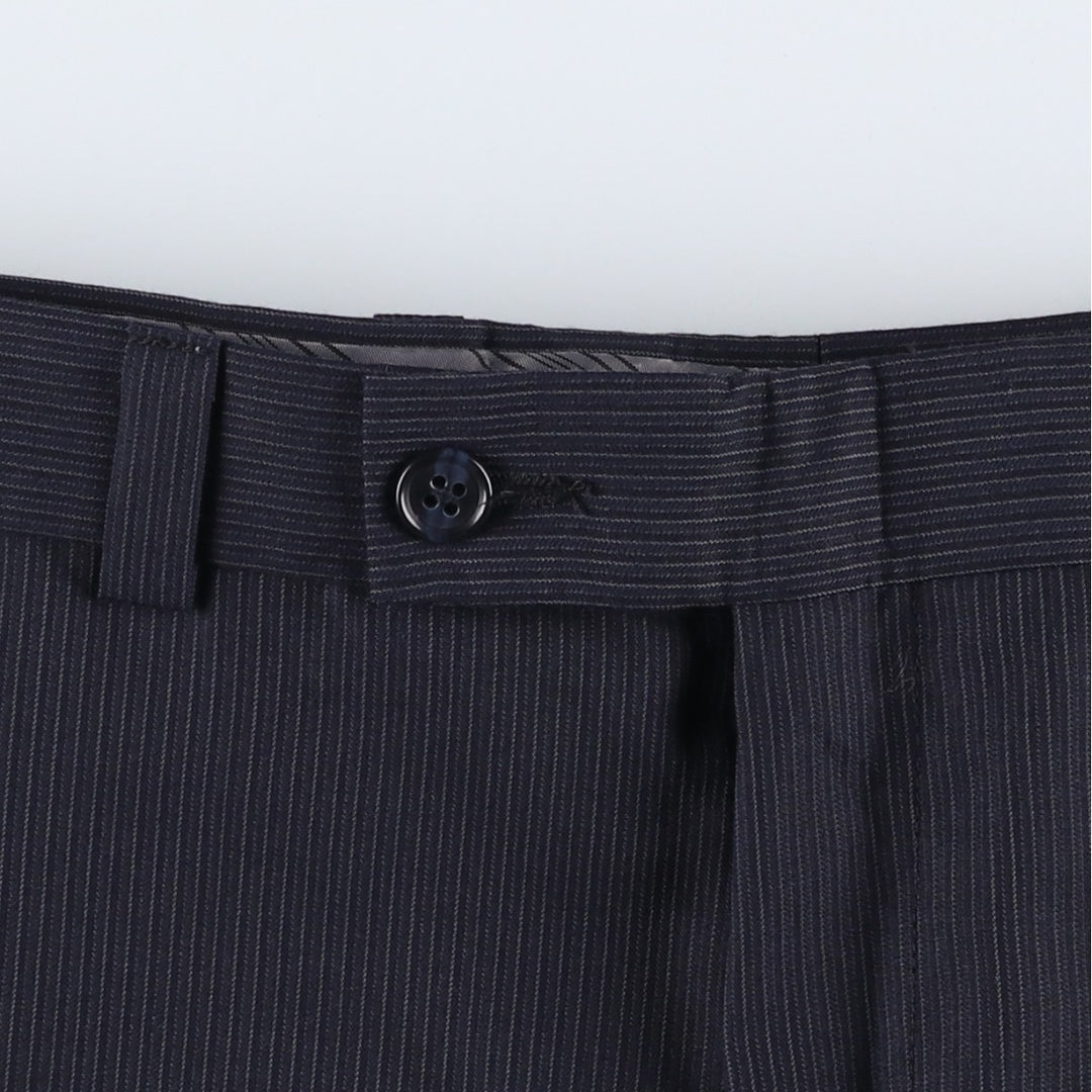 2000'S Calvin Klein striped pattern slacks, made in Canada, men's size W34 (approx.) wool navy blue type Vintage Second Hand