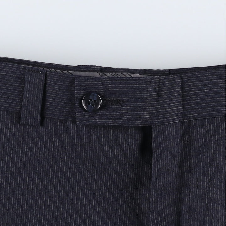 2000'S Calvin Klein striped pattern slacks, made in Canada, men's size W34 (approx.) wool navy blue type Vintage Second Hand