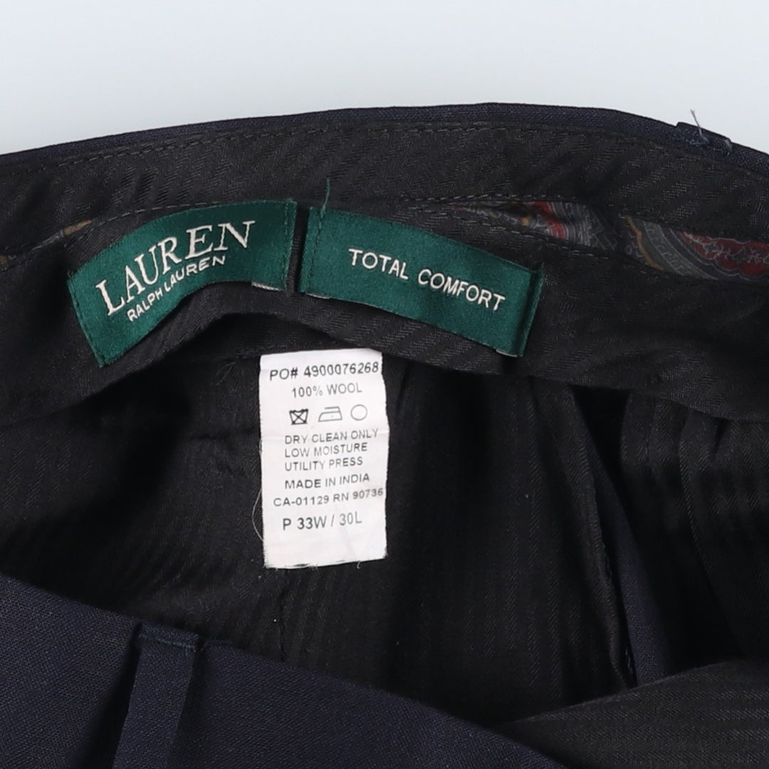 Ralph Lauren LAUREN TOTAL COMFORT wool pants slacks for men, W33 equivalent wool navy blue type Vintage Second Hand