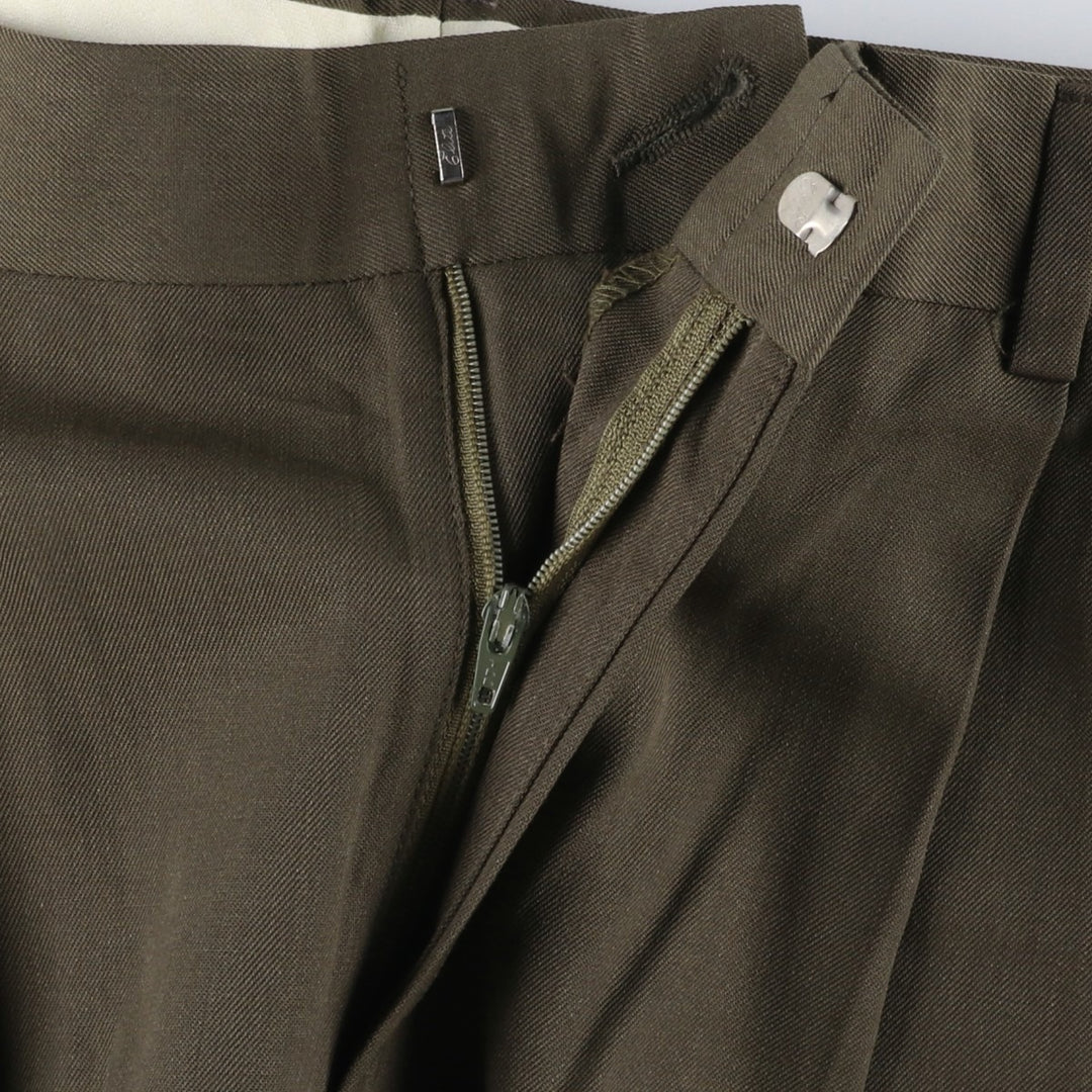 90'S vintage two-pleat slacks, made in USA, men's size W34 (approx.). polyester Khaki type Vintage Second Hand