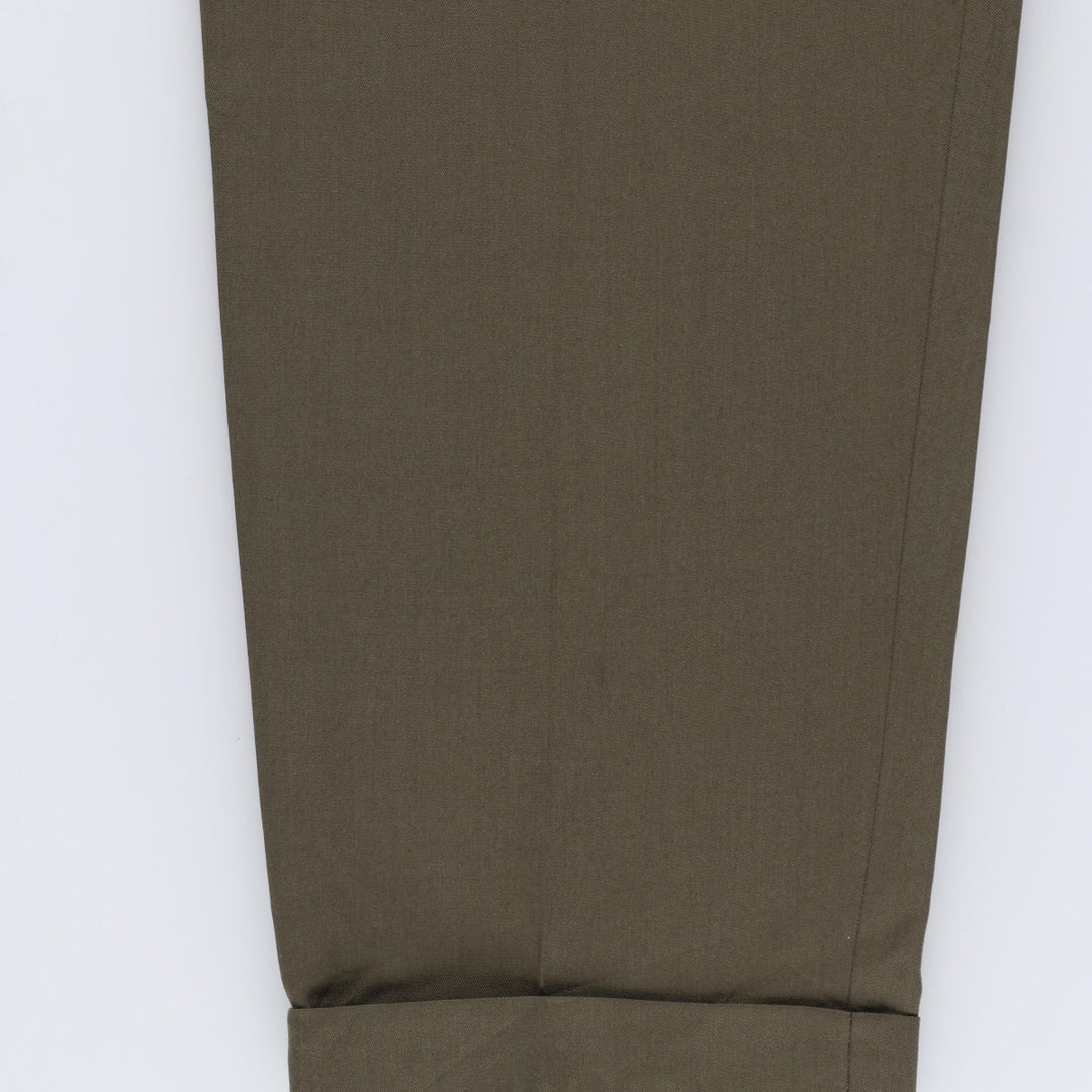 90'S vintage two-pleat slacks, made in USA, men's size W34 (approx.). polyester Khaki type Vintage Second Hand