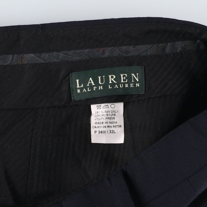 Ralph Lauren LAUREN Poly-Wool Pants/Slacks, Men's Size W34 (approx.) wool black type Vintage Second Hand