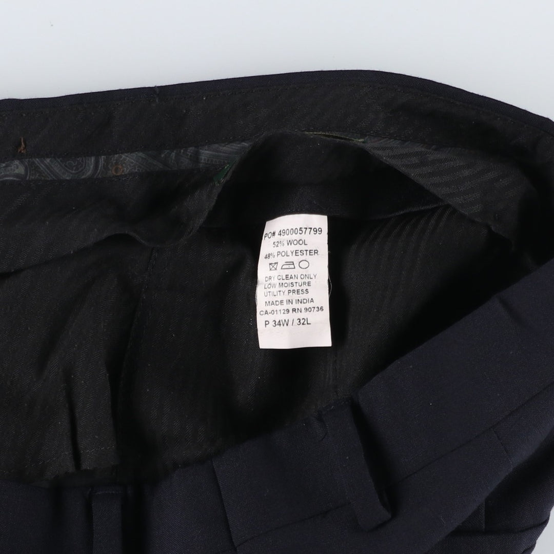 Ralph Lauren LAUREN Poly-Wool Pants/Slacks, Men's Size W34 (approx.) wool black type Vintage Second Hand