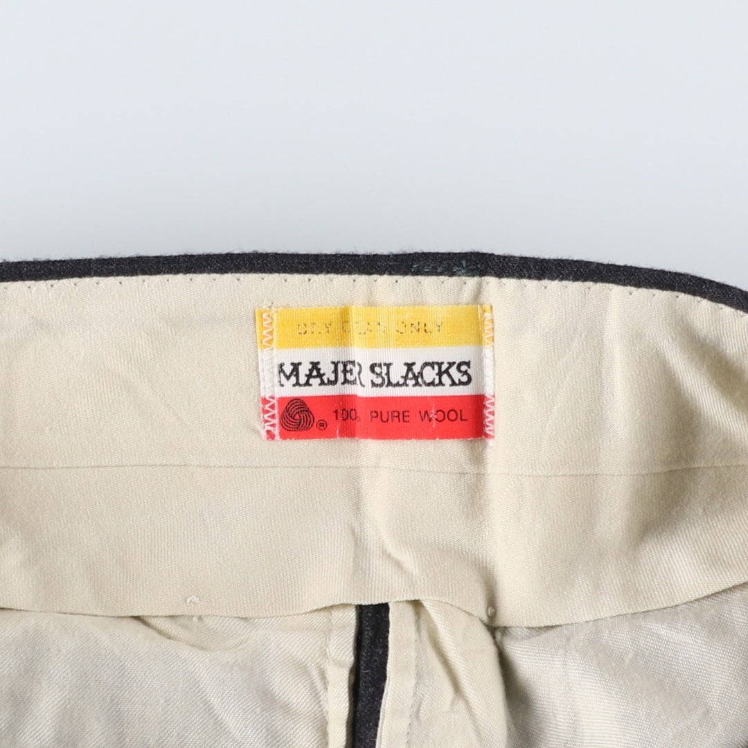 ~1970'S MAJER SLACKS Wool Pants, Slacks, Men's W34 (approx.), Vintage wool Charcoal Vintage Second Hand