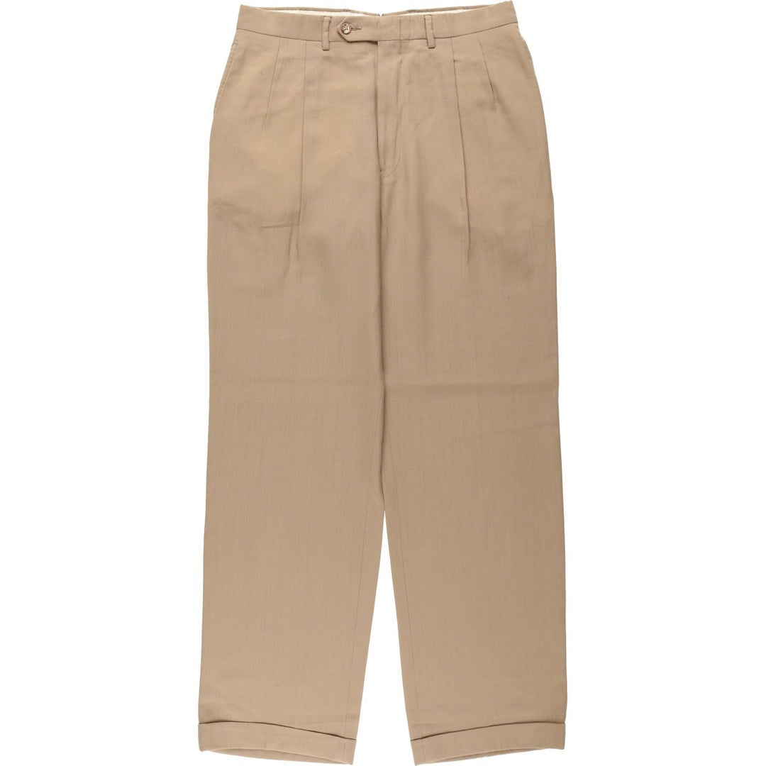 1980'S Jos.A.Bank Two-Pleat Slacks, Made in USA, Men's Size W33 (approx.), Vintage unclear Beige type Vintage Second Hand