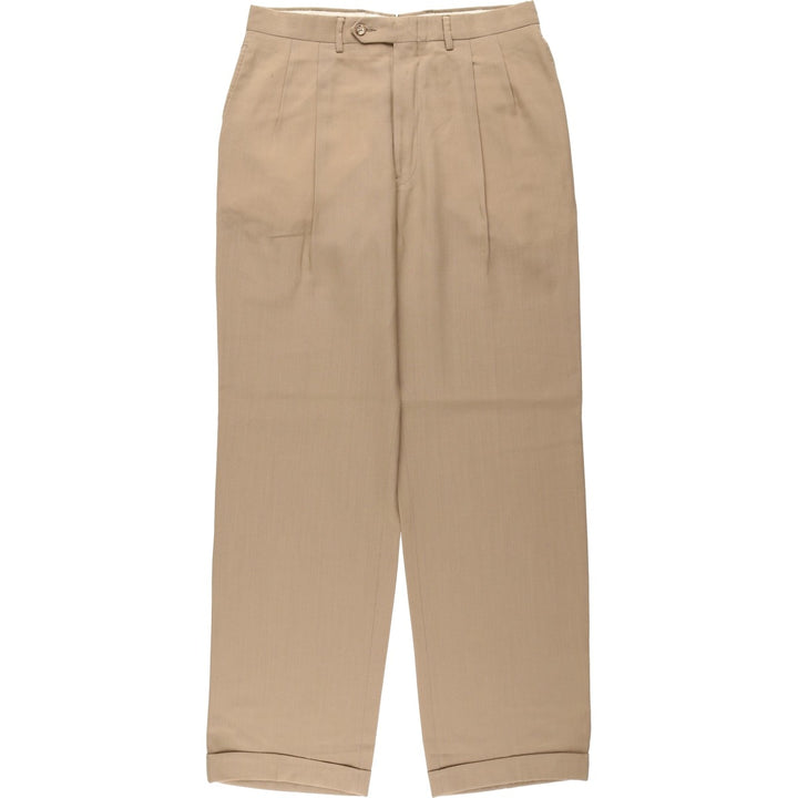 1980'S Jos.A.Bank Two-Pleat Slacks, Made in USA, Men's Size W33 (approx.), Vintage unclear Beige type Vintage Second Hand