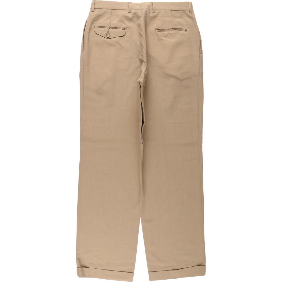 1980'S Jos.A.Bank Two-Pleat Slacks, Made in USA, Men's Size W33 (approx.), Vintage unclear Beige type Vintage Second Hand