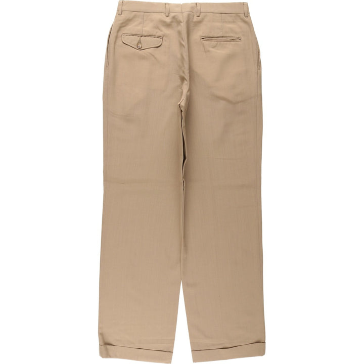 1980'S Jos.A.Bank Two-Pleat Slacks, Made in USA, Men's Size W33 (approx.), Vintage unclear Beige type Vintage Second Hand