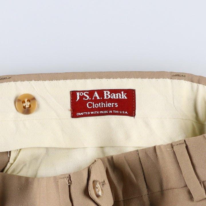1980'S Jos.A.Bank Two-Pleat Slacks, Made in USA, Men's Size W33 (approx.), Vintage unclear Beige type Vintage Second Hand