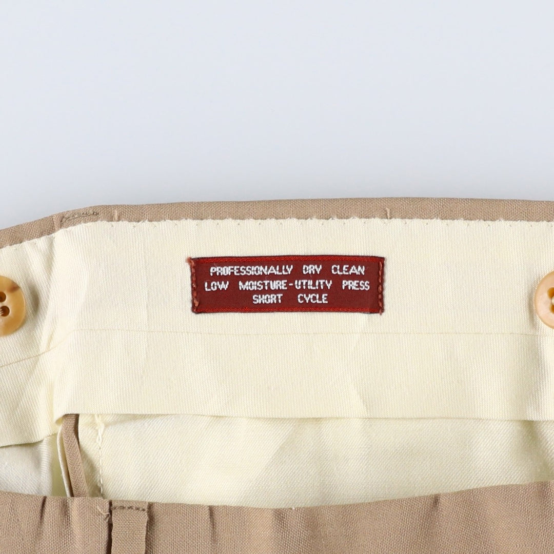1980'S Jos.A.Bank Two-Pleat Slacks, Made in USA, Men's Size W33 (approx.), Vintage unclear Beige type Vintage Second Hand