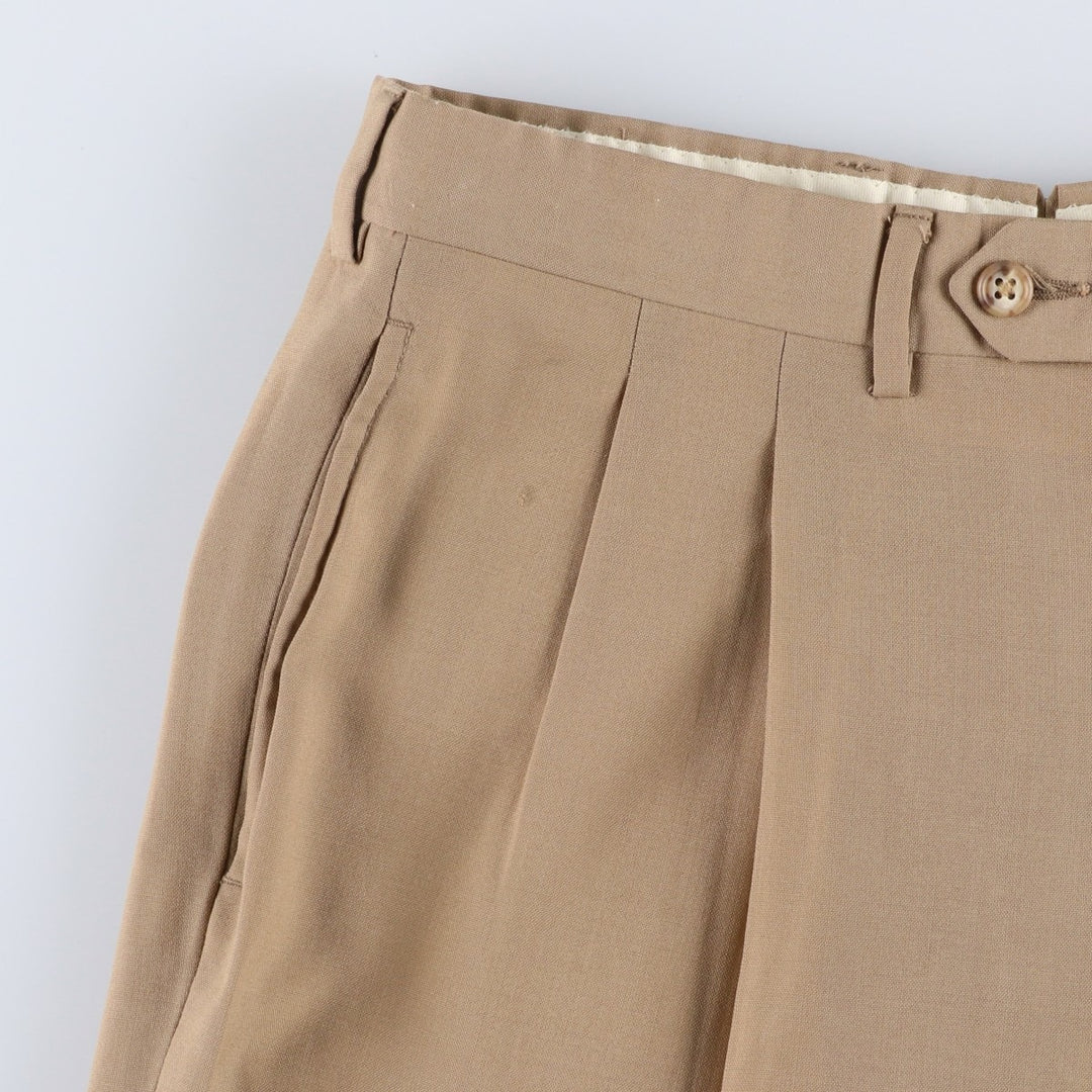1980'S Jos.A.Bank Two-Pleat Slacks, Made in USA, Men's Size W33 (approx.), Vintage unclear Beige type Vintage Second Hand
