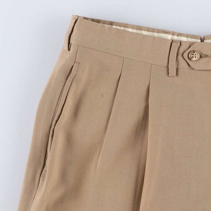 1980'S Jos.A.Bank Two-Pleat Slacks, Made in USA, Men's Size W33 (approx.), Vintage unclear Beige type Vintage Second Hand