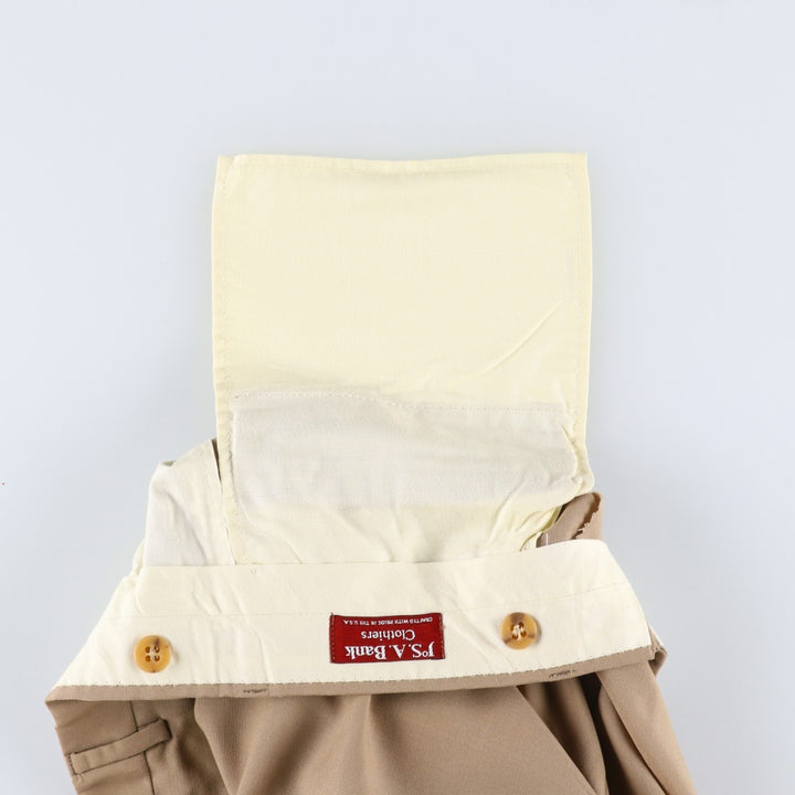 1980'S Jos.A.Bank Two-Pleat Slacks, Made in USA, Men's Size W33 (approx.), Vintage unclear Beige type Vintage Second Hand