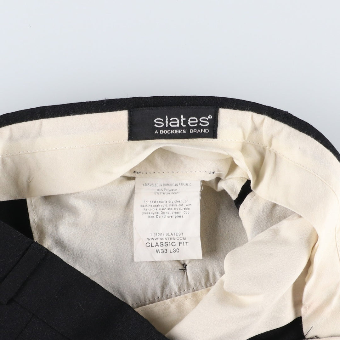 2000'S Dockers Slates Classic Fit Two-Pleat Slacks Pants, Men's Size W33 (approx.) polyester black type Vintage Second Hand